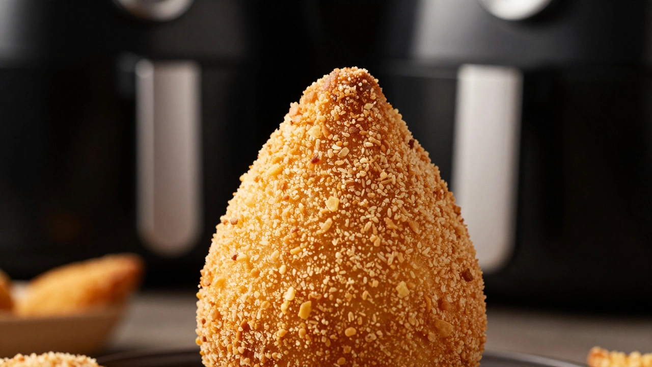 Macro view of Panko breadcrumb crust on a fried snack