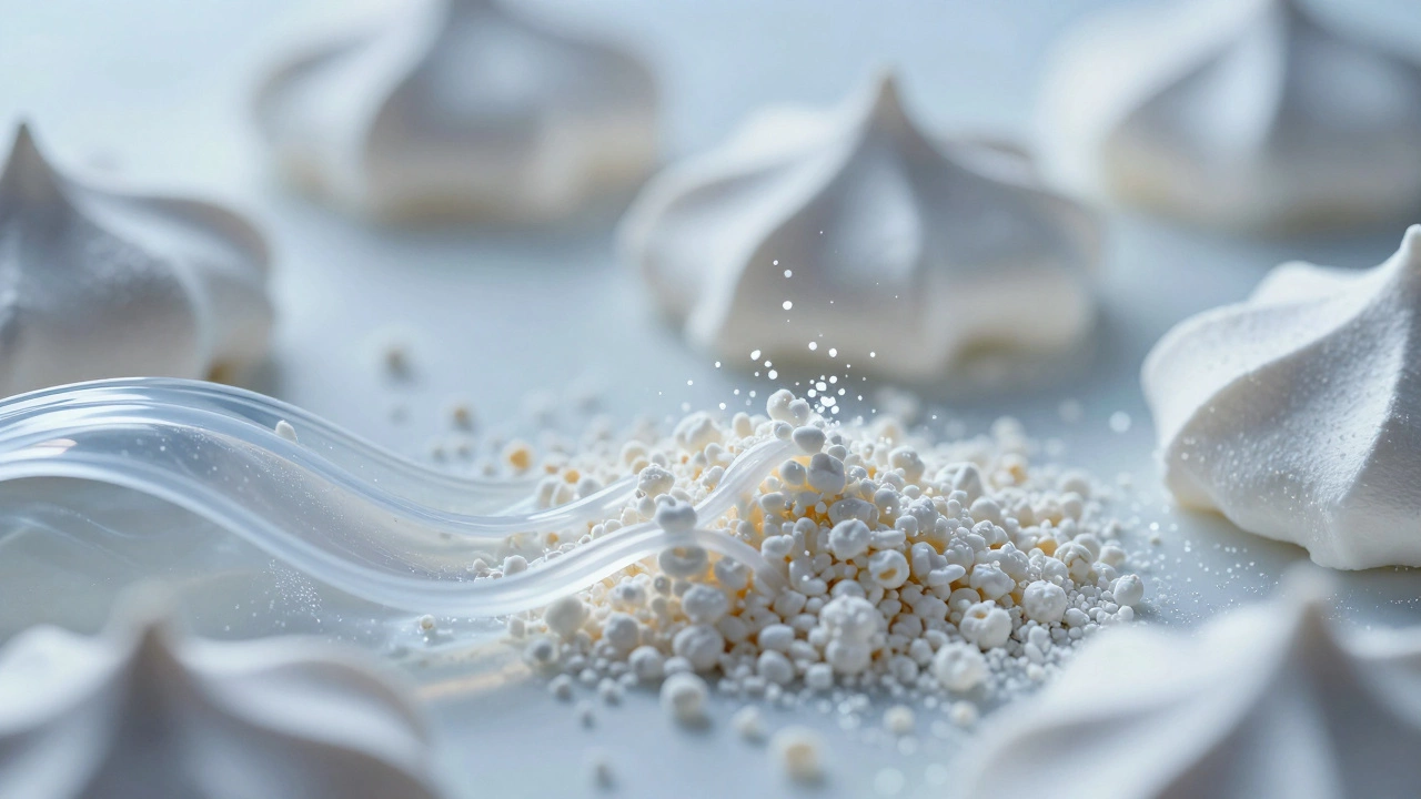 Abstract visualization of cornstarch stabilizing egg proteins