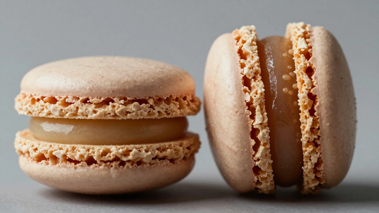 Comparison of fresh versus stale and soggy macaron textures
