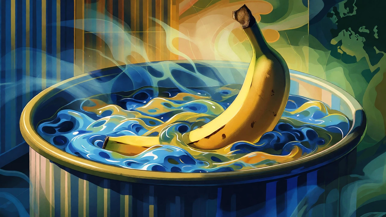 Banana being treated with ripening agents in an industrial setting